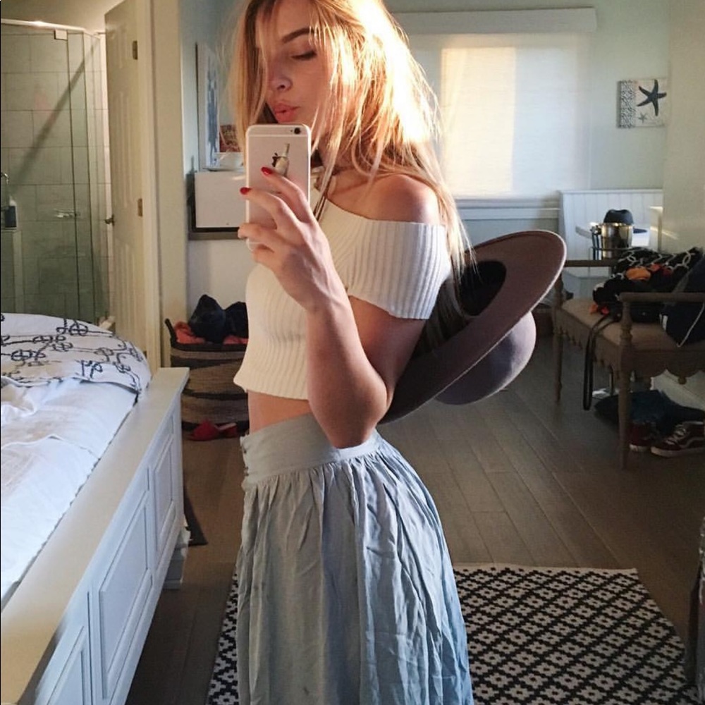 RARE Ecote midi button up skirt